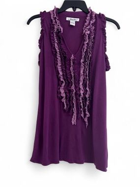 Y2K Adobe Star Purple Ruffle Cascade Tunic Top Whimsigoth Fairycore Size Large